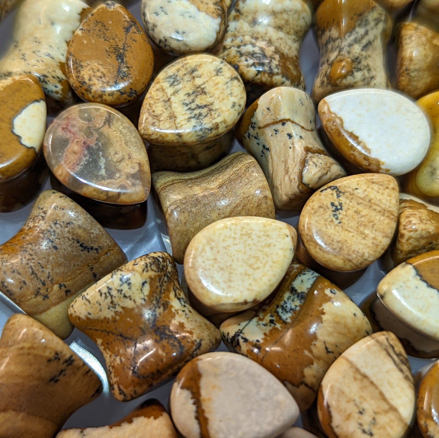 Teardrop Picture Jasper Stone Plugs
