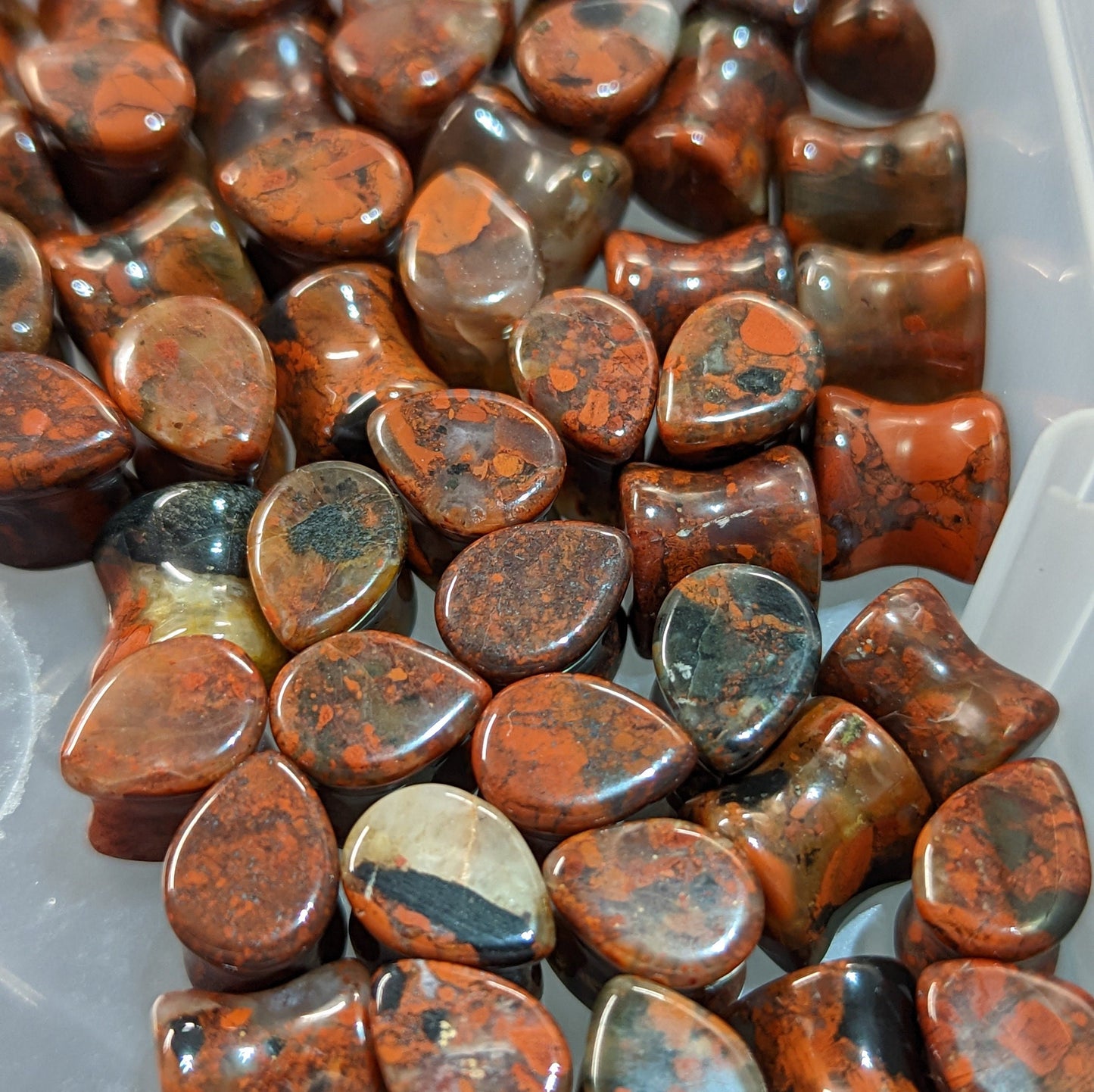Teardrop Red Brecciated Stone Plugs