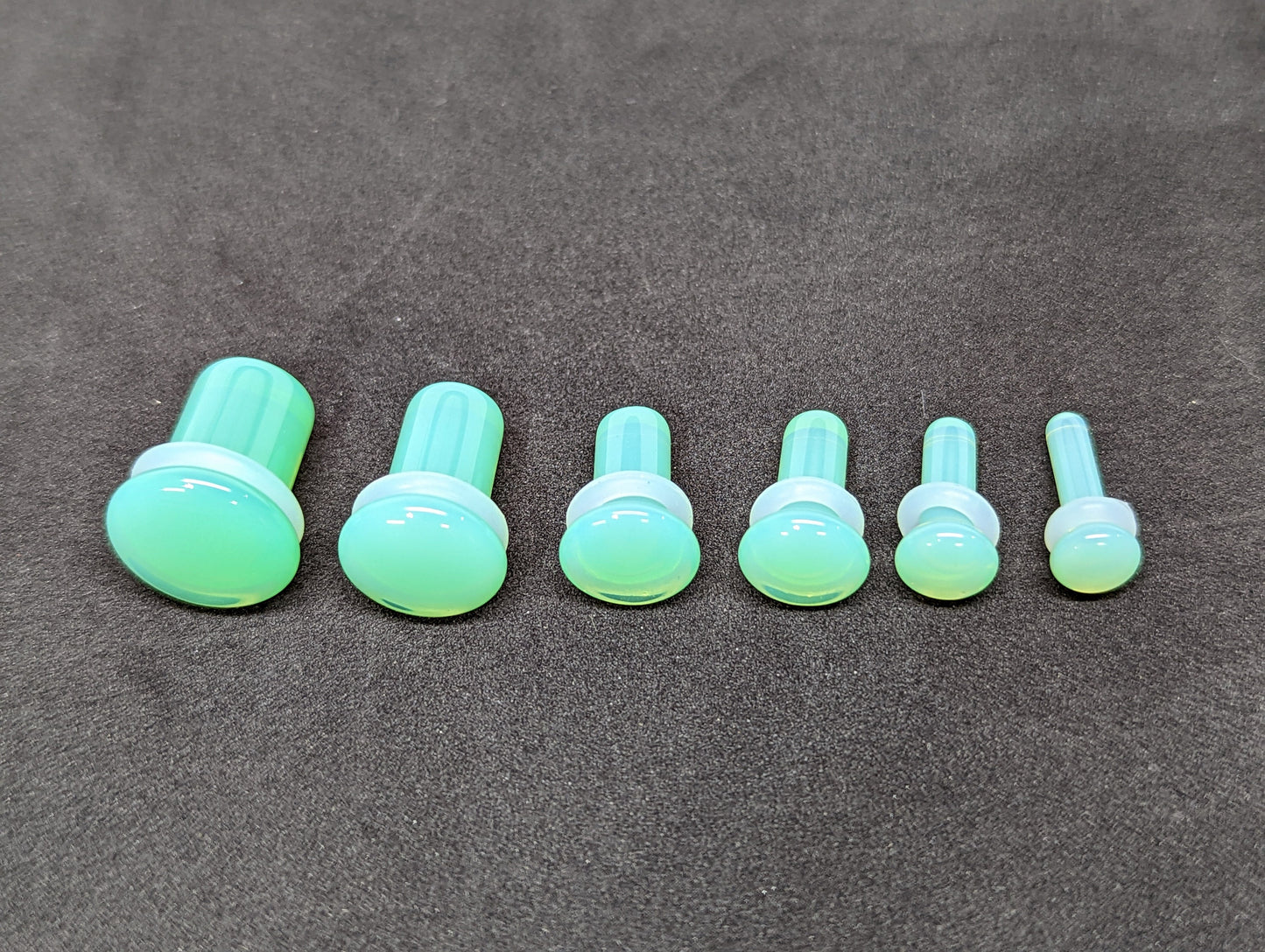 Light Green Glass Single Flare Plugs