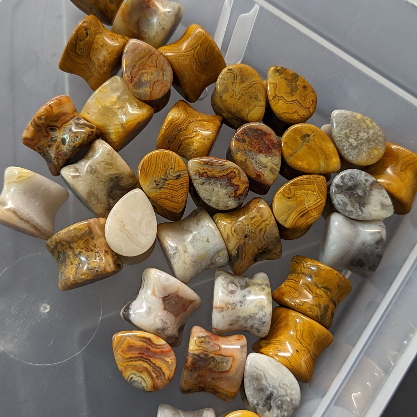 Teardrop Crazy Lace Agate Stone Plugs