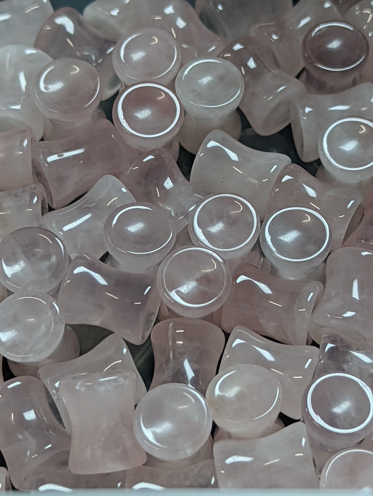 Concave Pink Quartz Stone Plugs