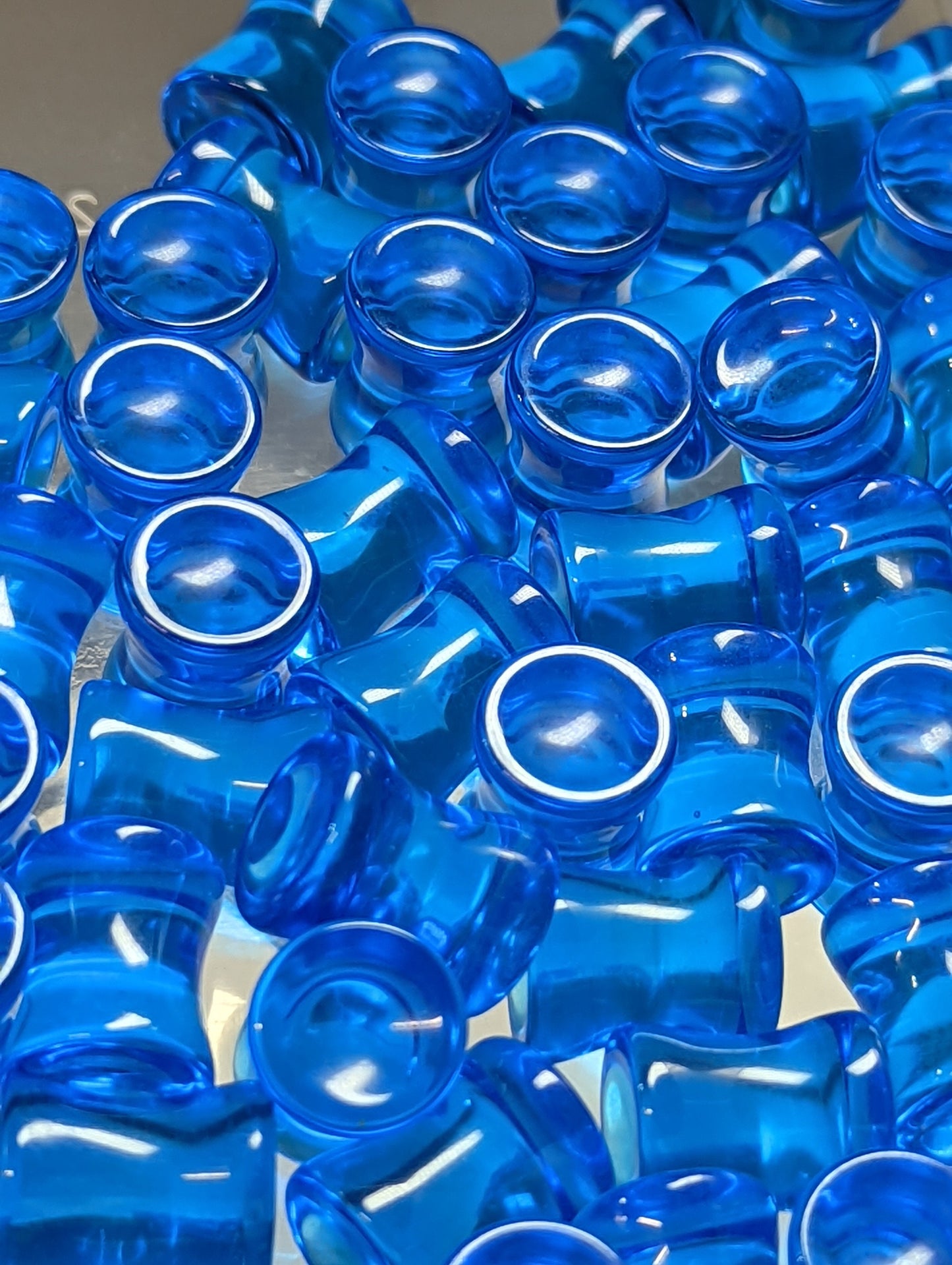 Concave Ocean Blue Glass Plugs