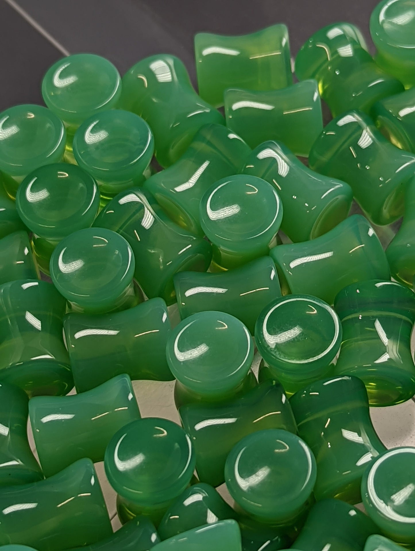 Concave Light Green Glass Plugs