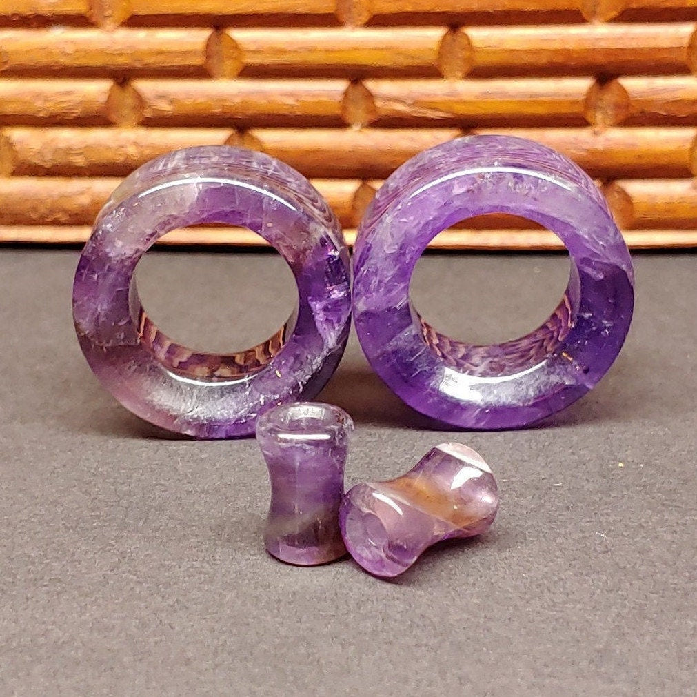Amethyst Stone tunnels for stretched ears.