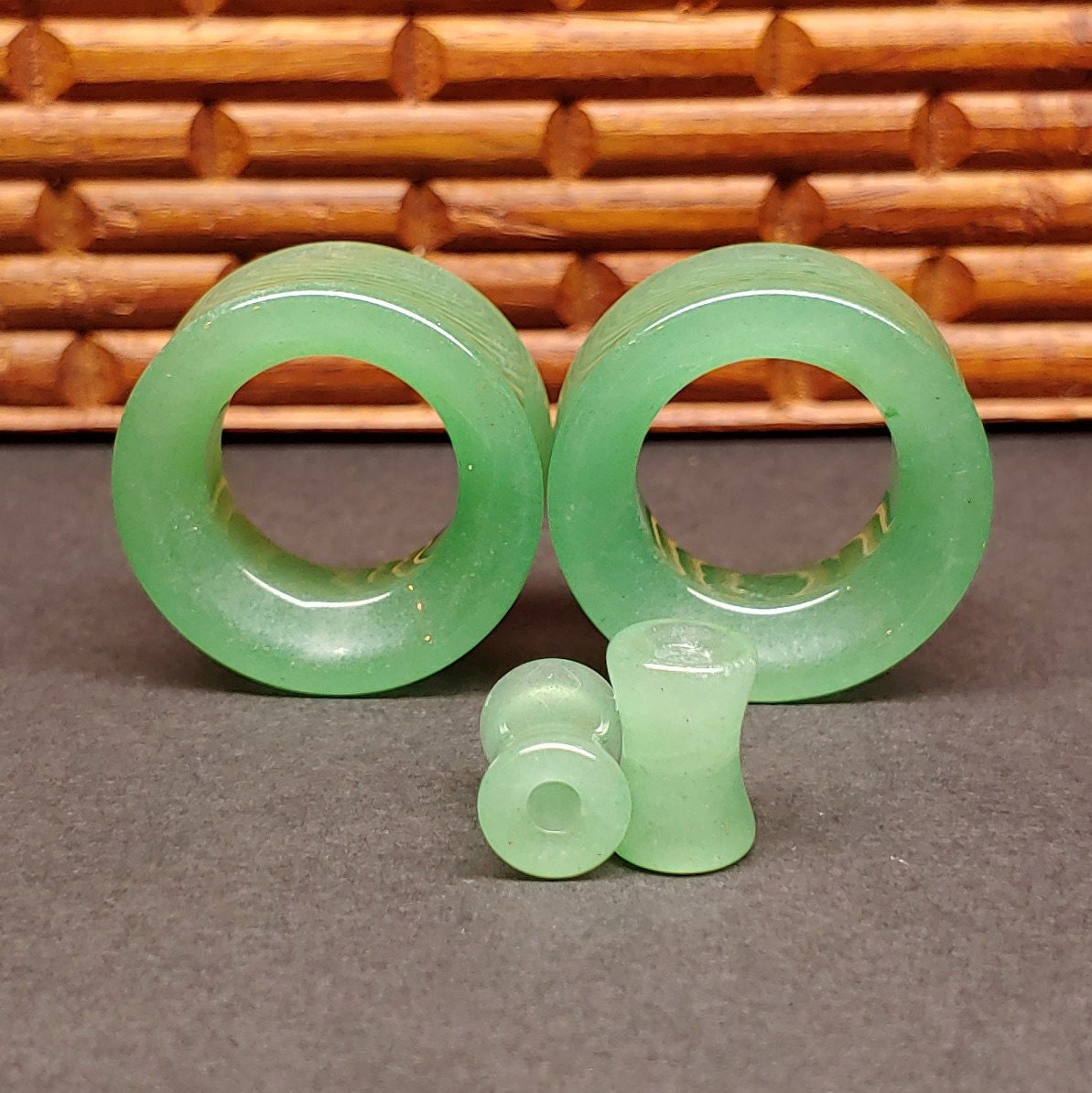 Green Aventurine Tunnels for stretched ears.