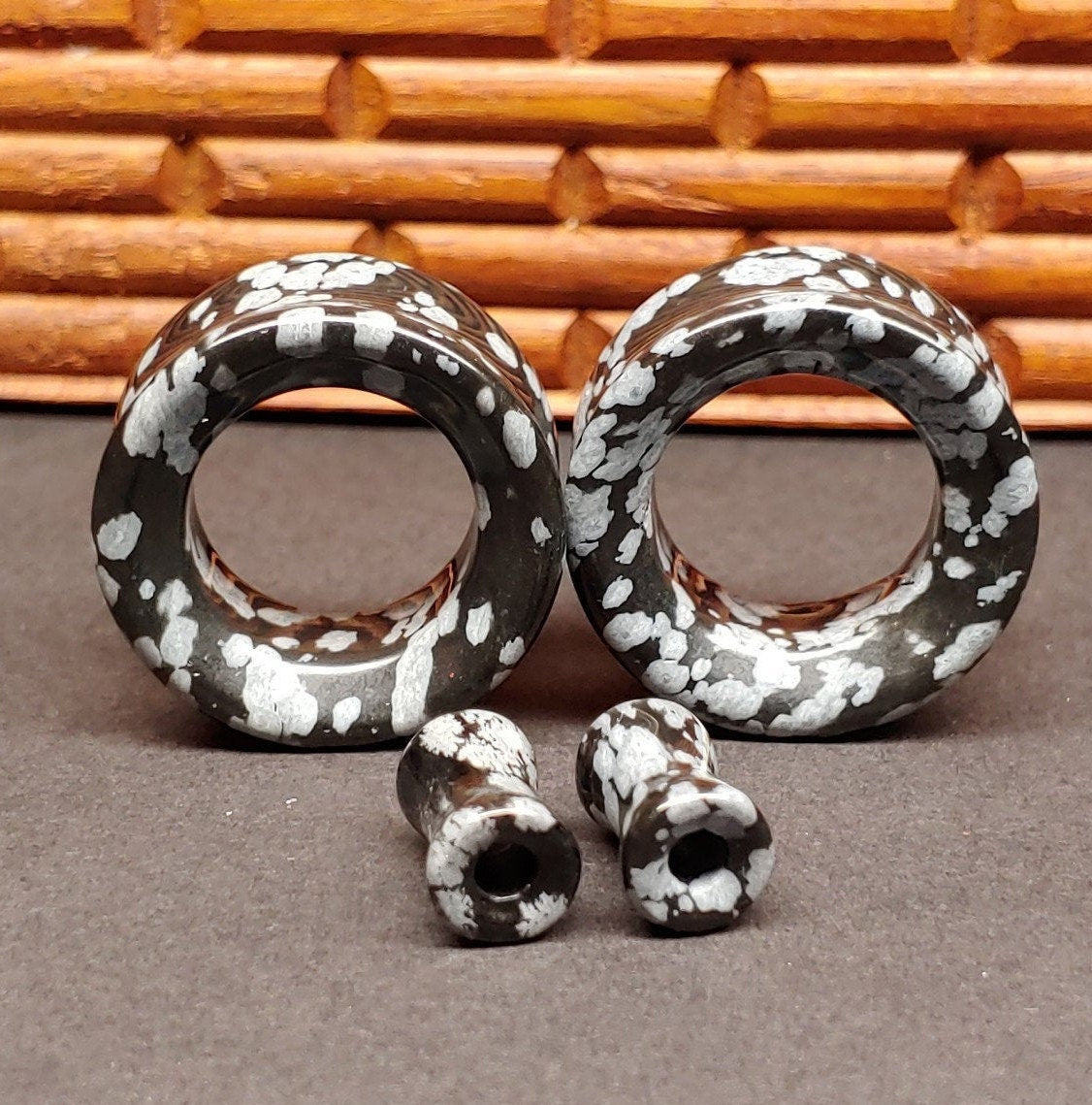 Snowflake Obsidian Stone Tunnels for stretched ears.