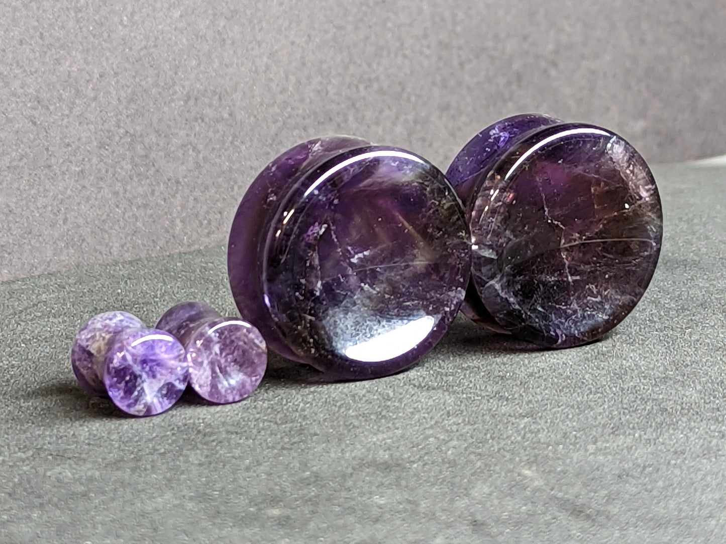Concave Amethyst Stone Plugs