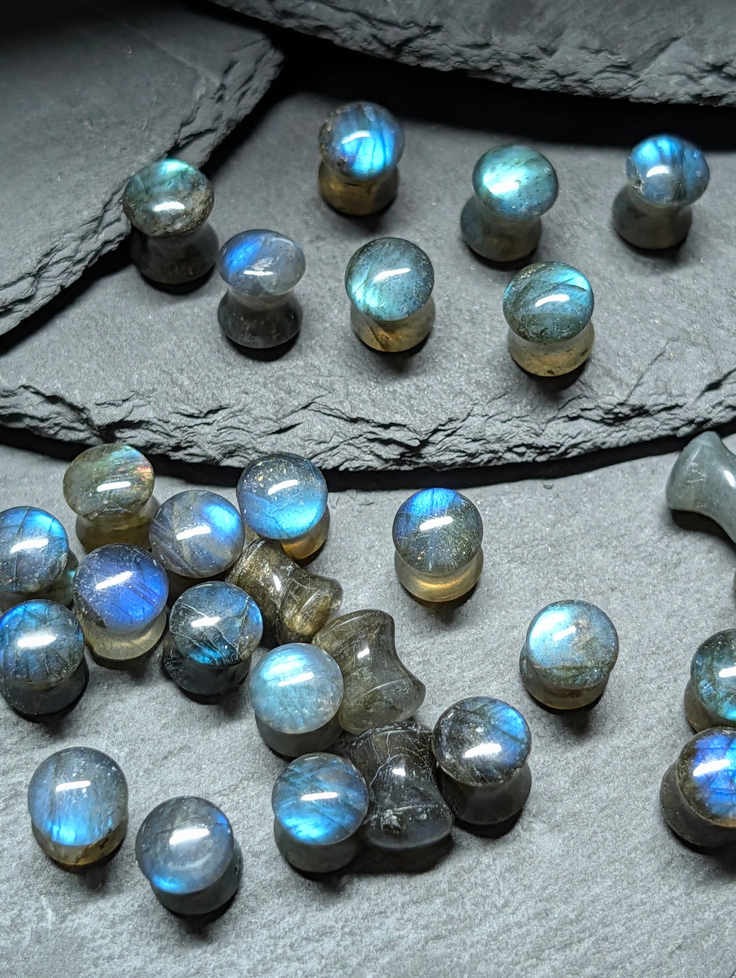 Classic Double Flare Labradorite Stone Plugs - Artist Color Choice