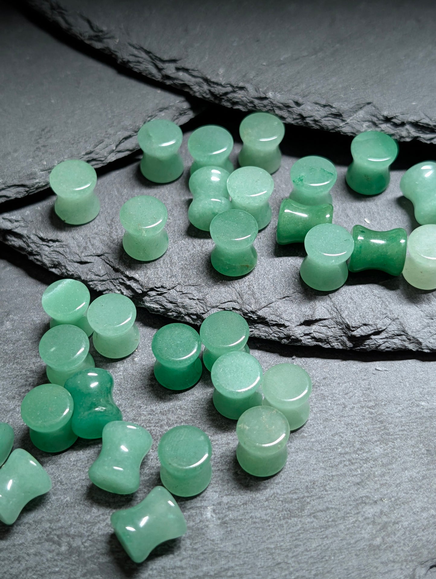Classic Double Flare Green Aventurine Stone Plugs