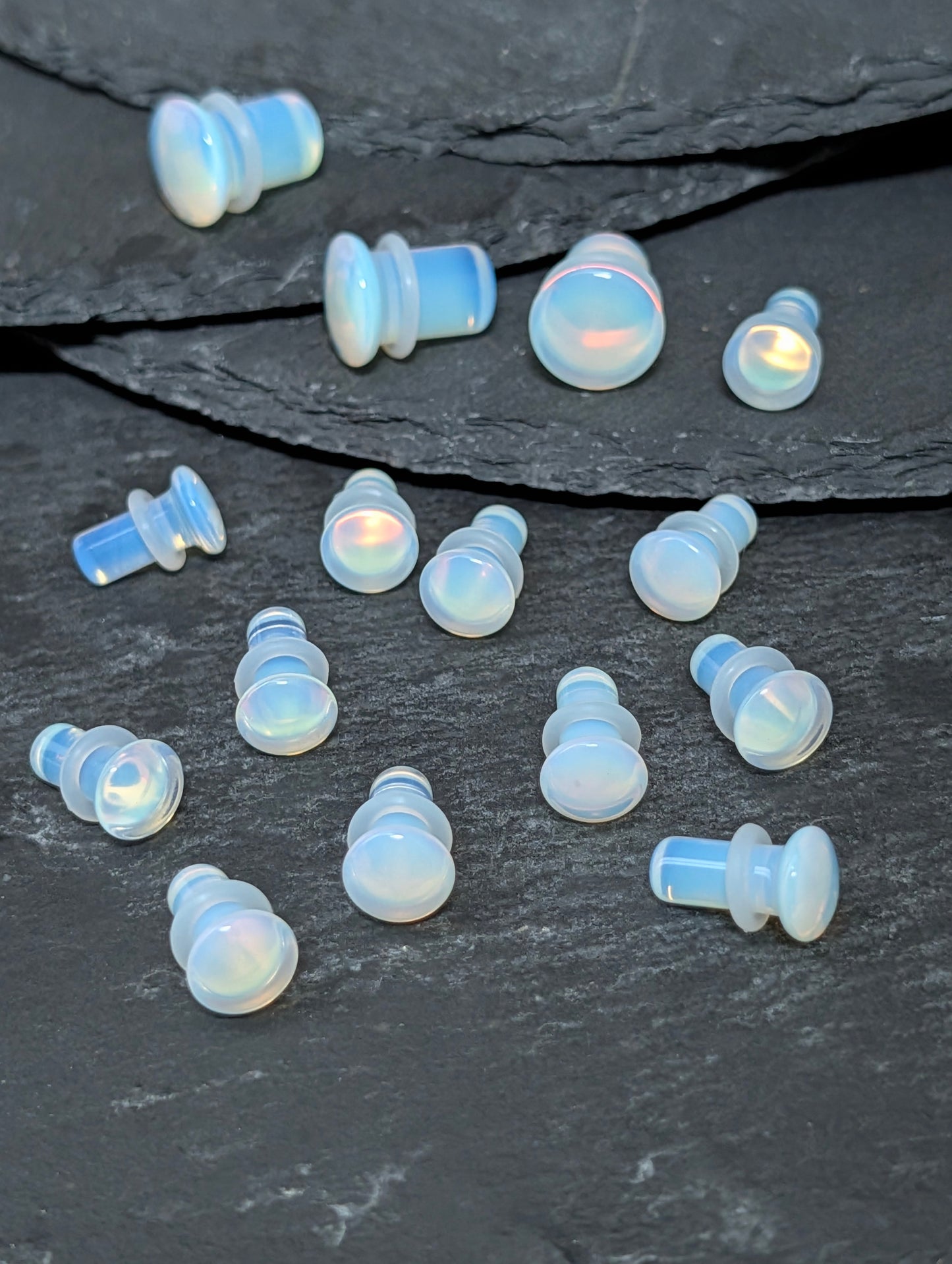 Opalite Single Flare Glass Plugs