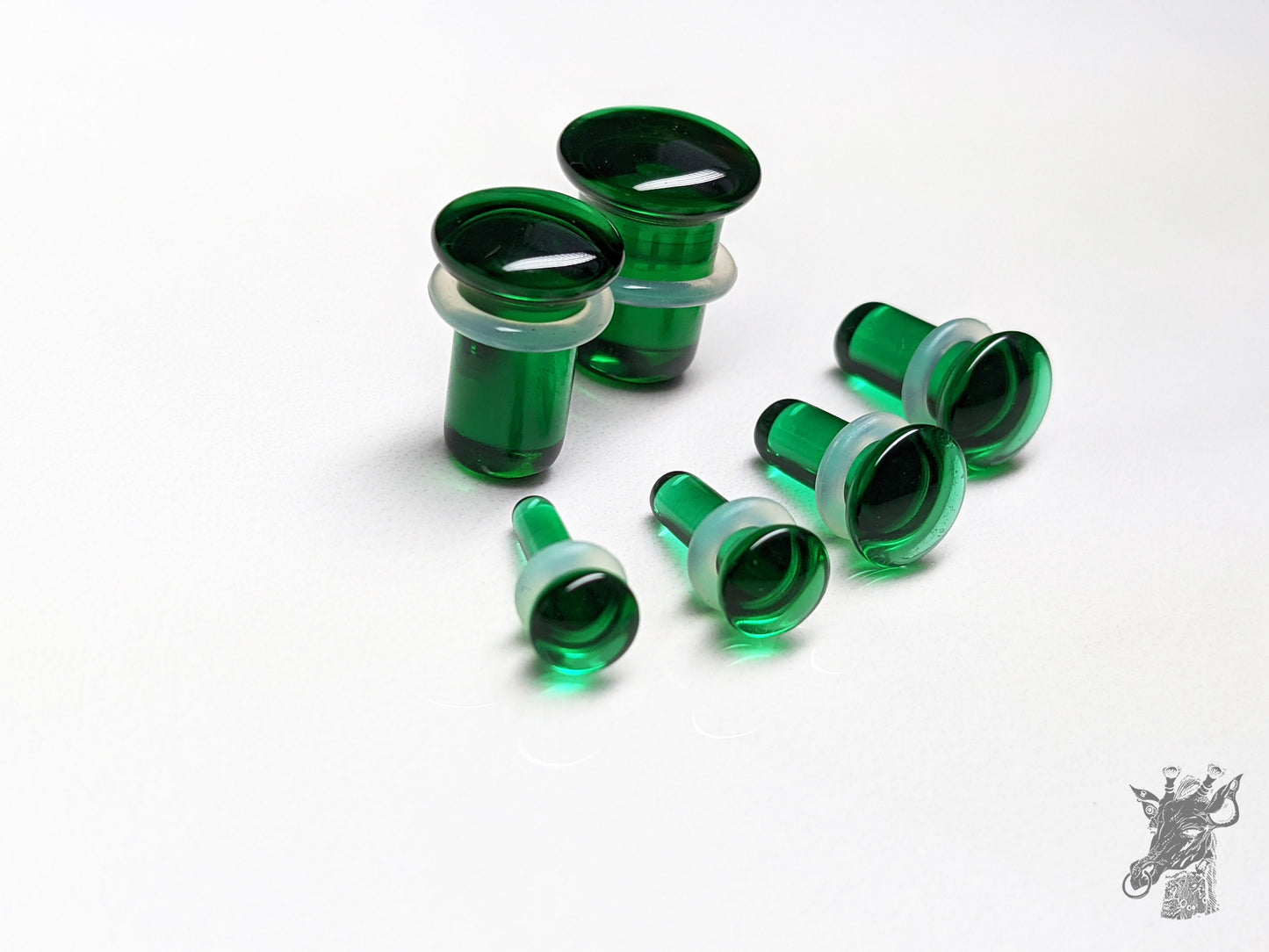 Dark Green Glass Single Flare Plugs