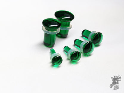 Dark Green Glass Single Flare Plugs