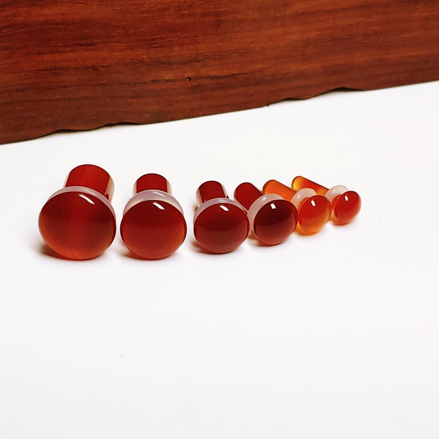 Red Agate Single Flare Stone Plugs
