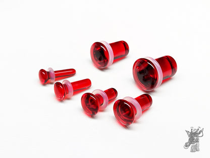 Dark Red Glass Single Flare Glass Plugs
