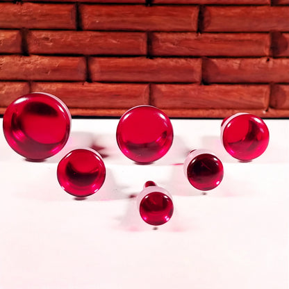 Dark Red Glass Single Flare Glass Plugs