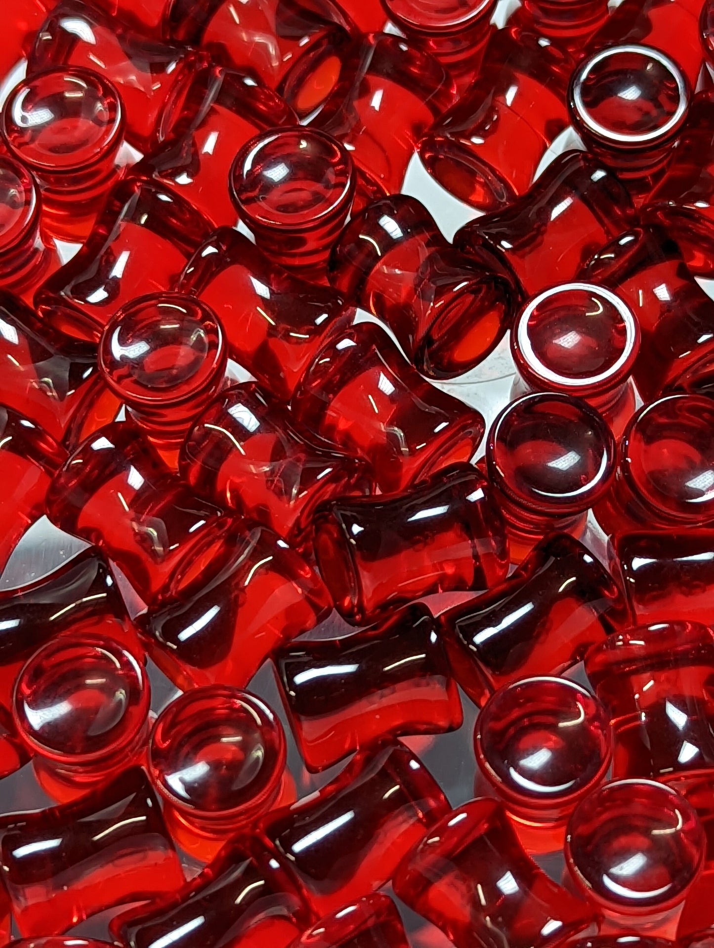 Concave Dark Rose/Red Glass Plugs