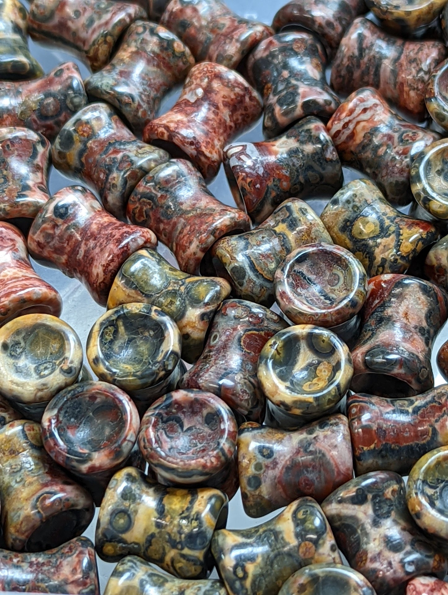 Concave Leopard Jasper Stone Plugs