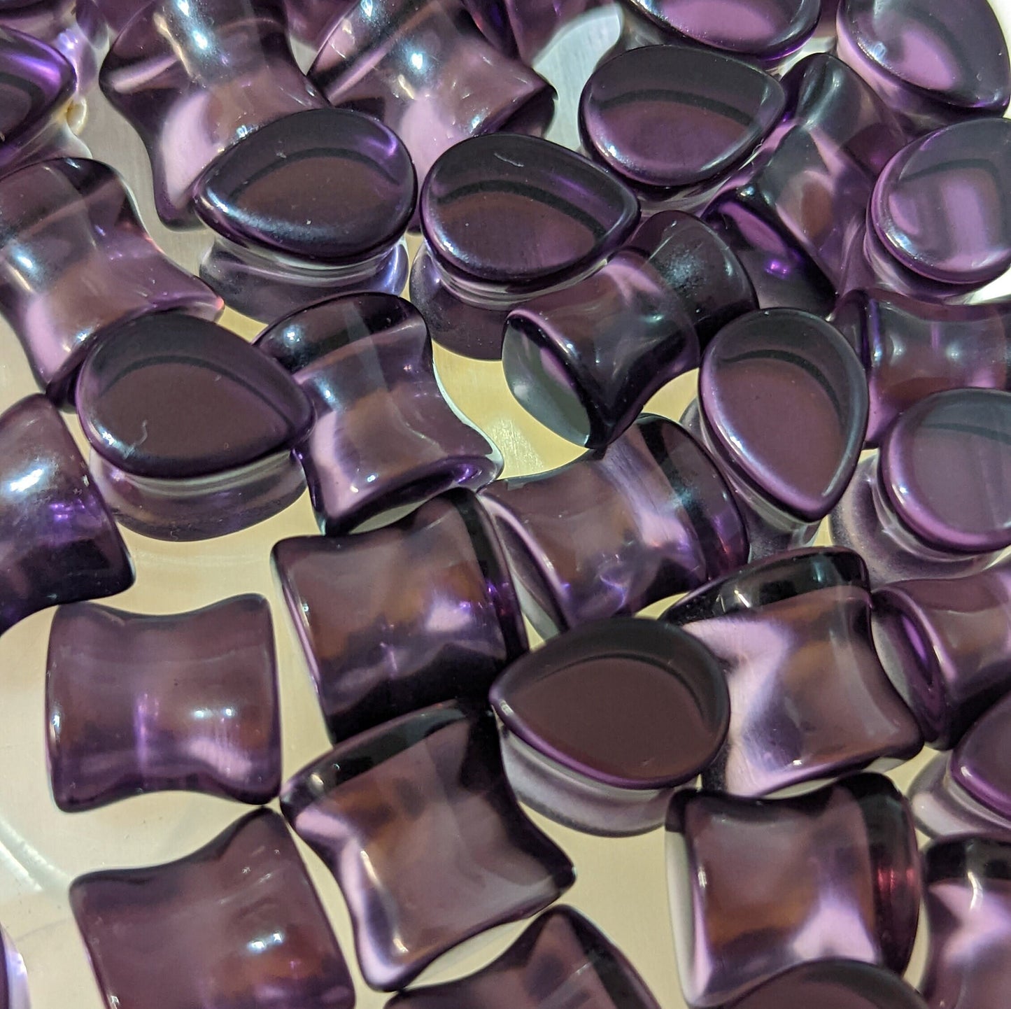 Teardrop Dark Purple Glass Plugs