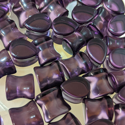 Teardrop Dark Purple Glass Plugs