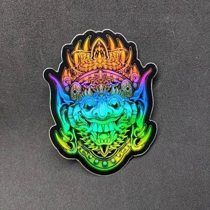 Indonesian Barong Holographic Vinyl Stickers. 3" x 2"