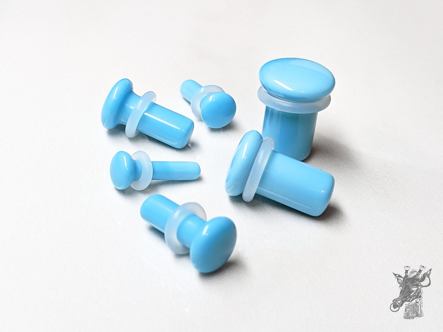 Teal Glass Single Flare Plugs