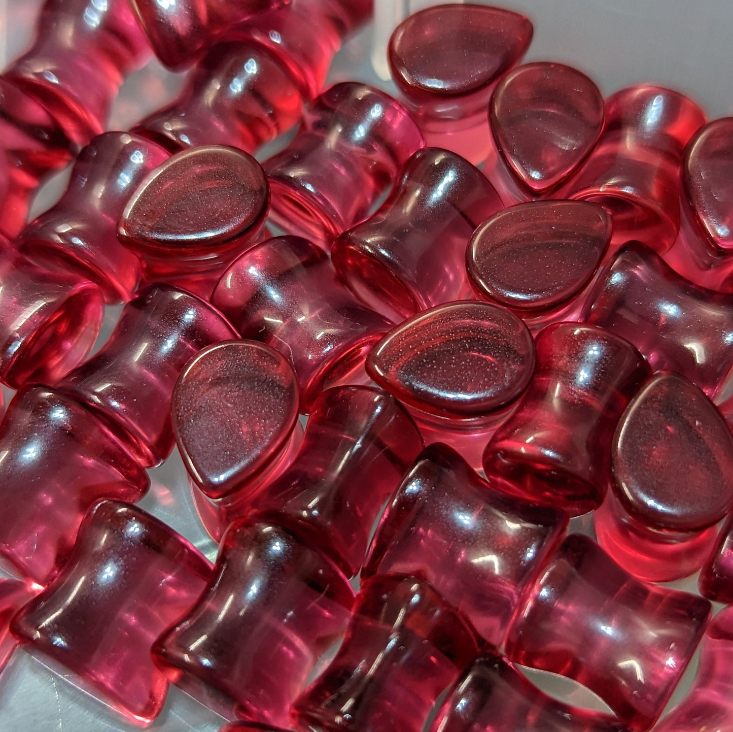 Teardrop Pink Glass Plugs