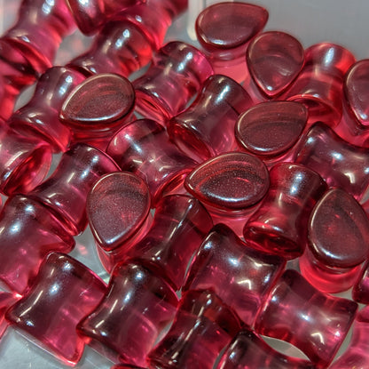 Teardrop Pink Glass Plugs