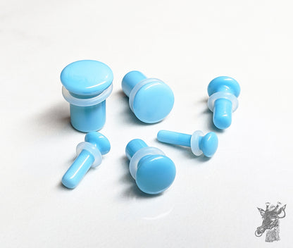 Teal Glass Single Flare Plugs