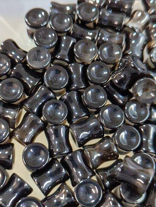Concave Black Agate Stone Plugs