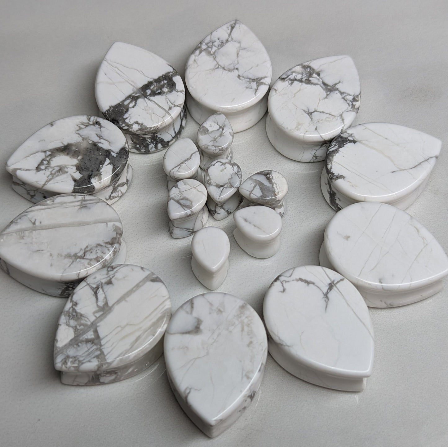 Teardrop Howlite Stone Plugs