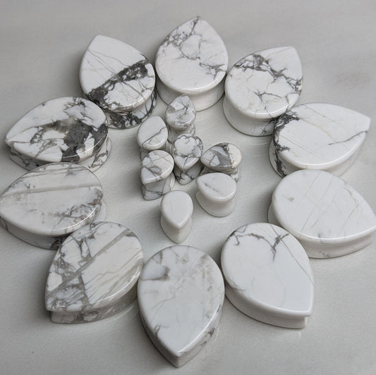 Teardrop Howlite Stone Plugs