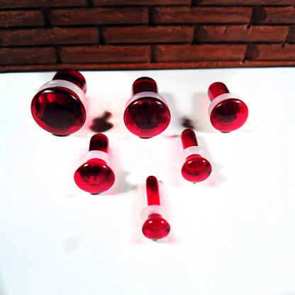 Dark Red Glass Single Flare Glass Plugs