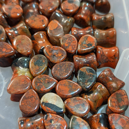 Teardrop Red Brecciated Stone Plugs