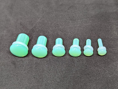 Light Green Glass Single Flare Plugs