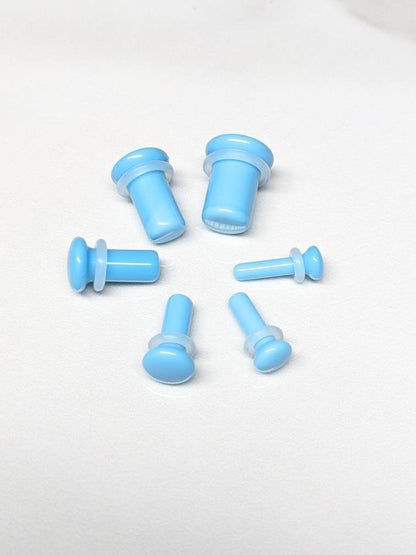 Teal Glass Single Flare Plugs