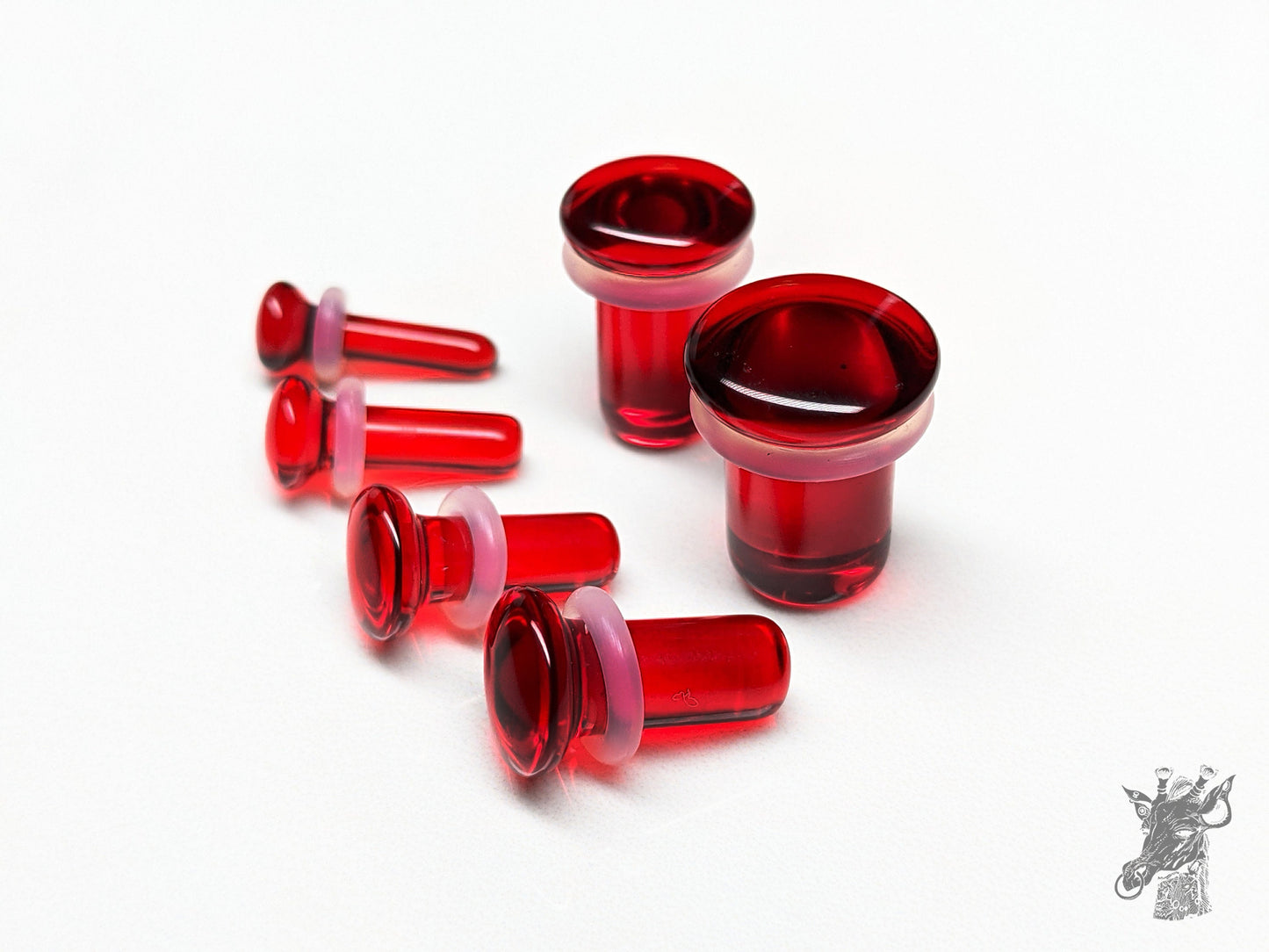 Dark Red Glass Single Flare Glass Plugs