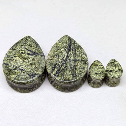 Teardrop Serpentine Jasper Stone Plugs