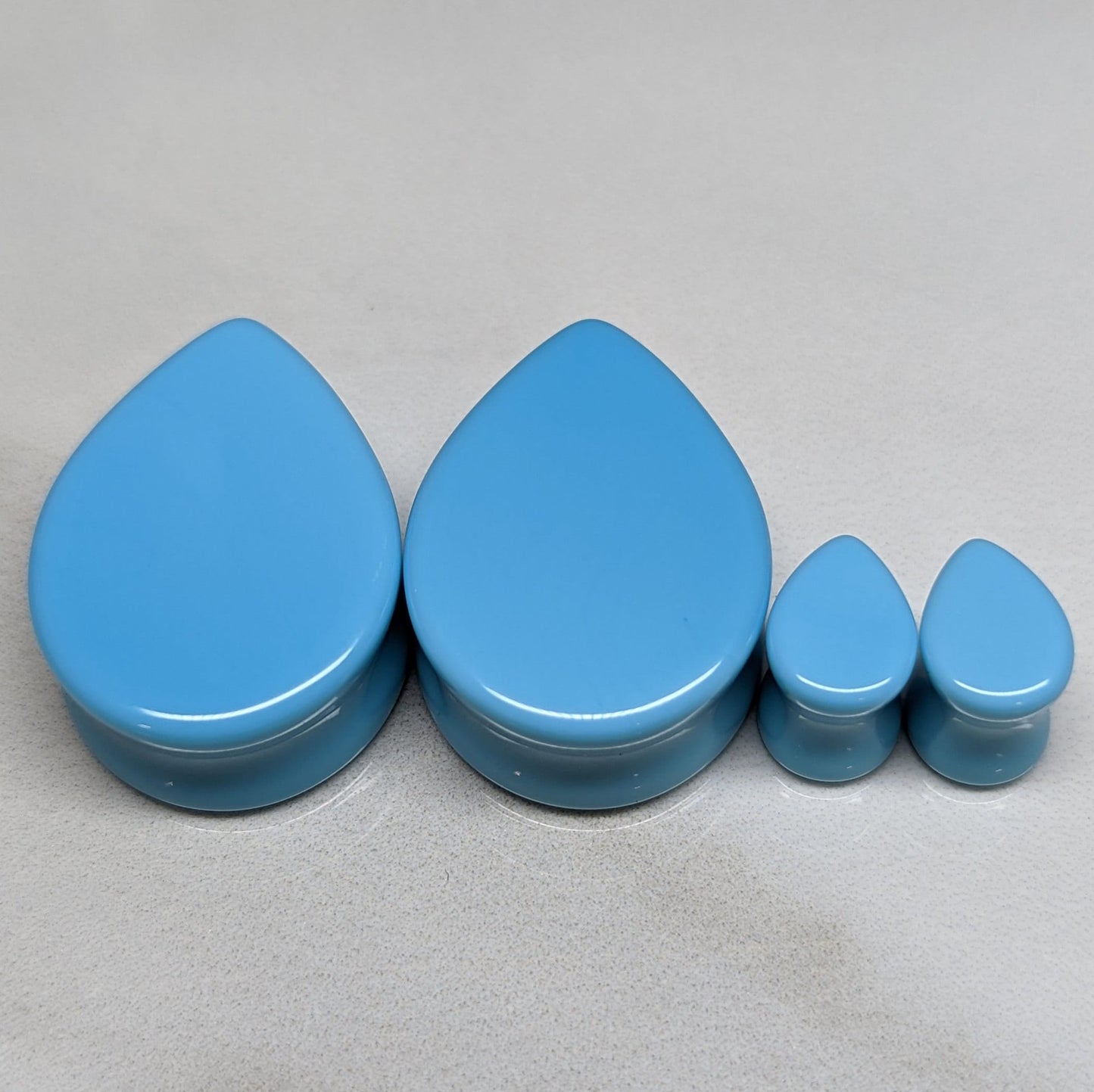 Teardrop Teal Blue Glass Plugs