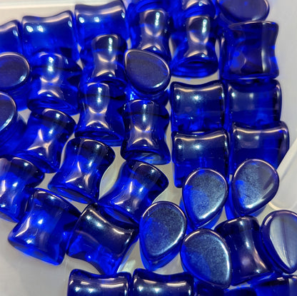 Teardrop Dark Blue Glass Plugs