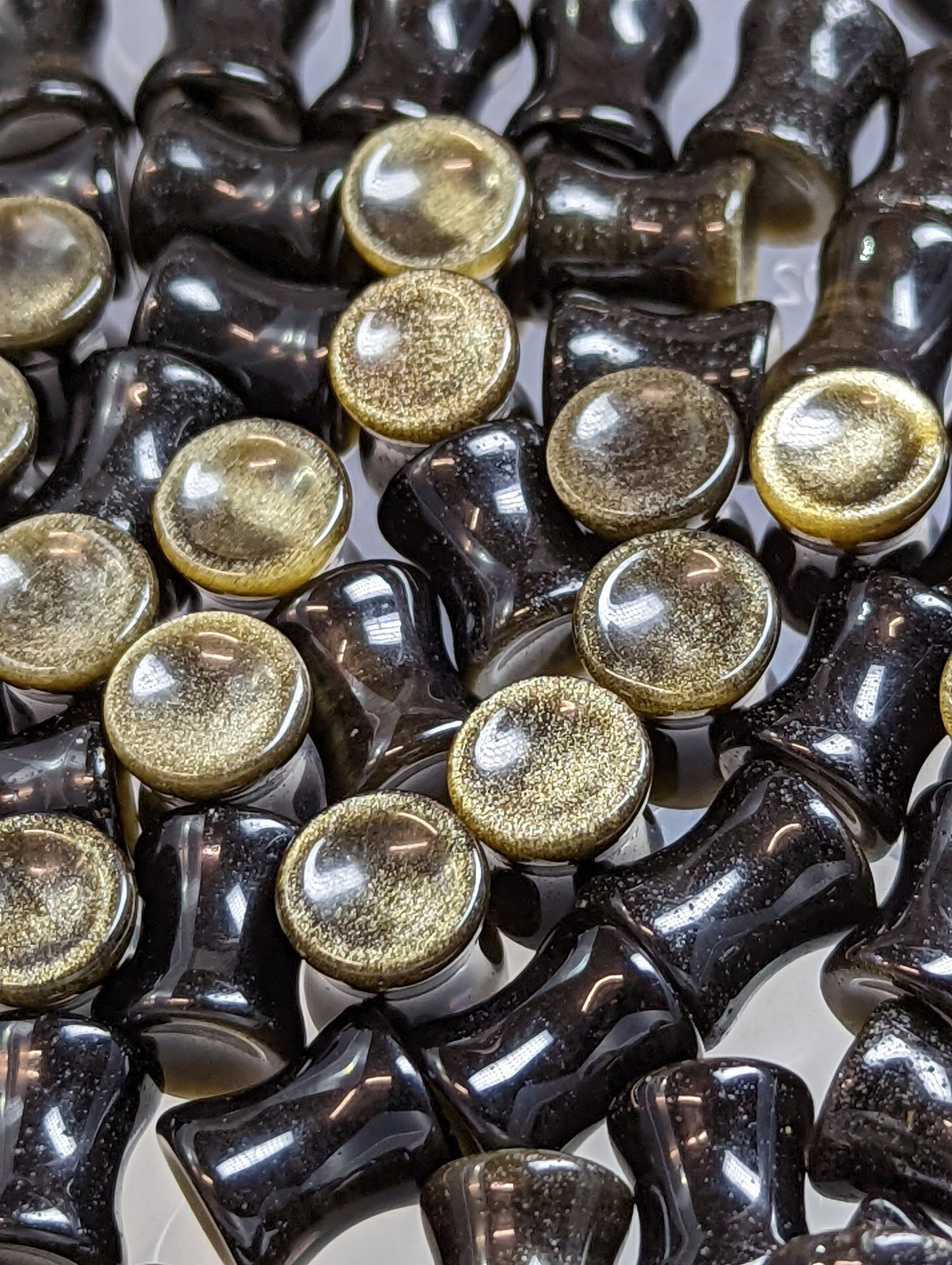 Concave Golden Black Obsidian Stone Plugs