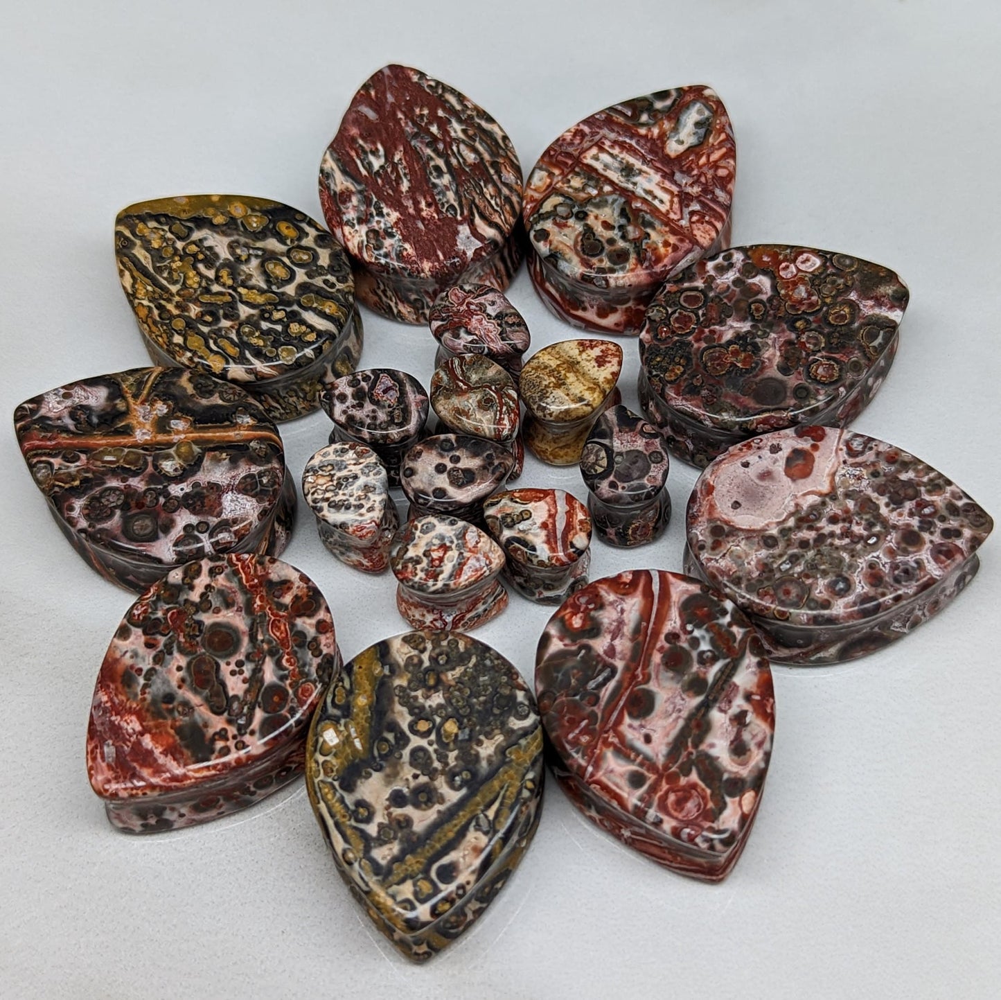 Teardrop Leopard Jasper Stone Plugs