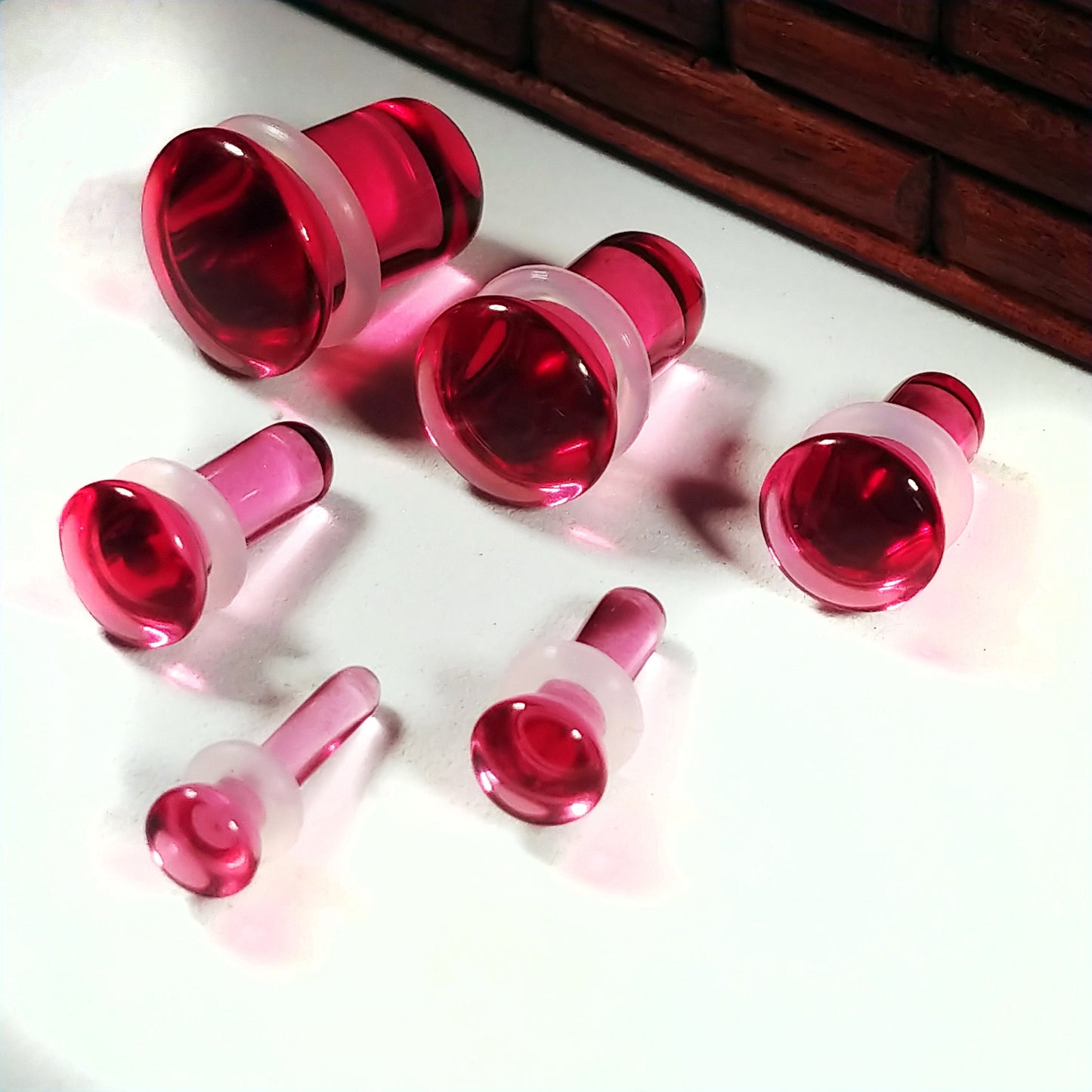 Pink Glass Single Flare Plugs