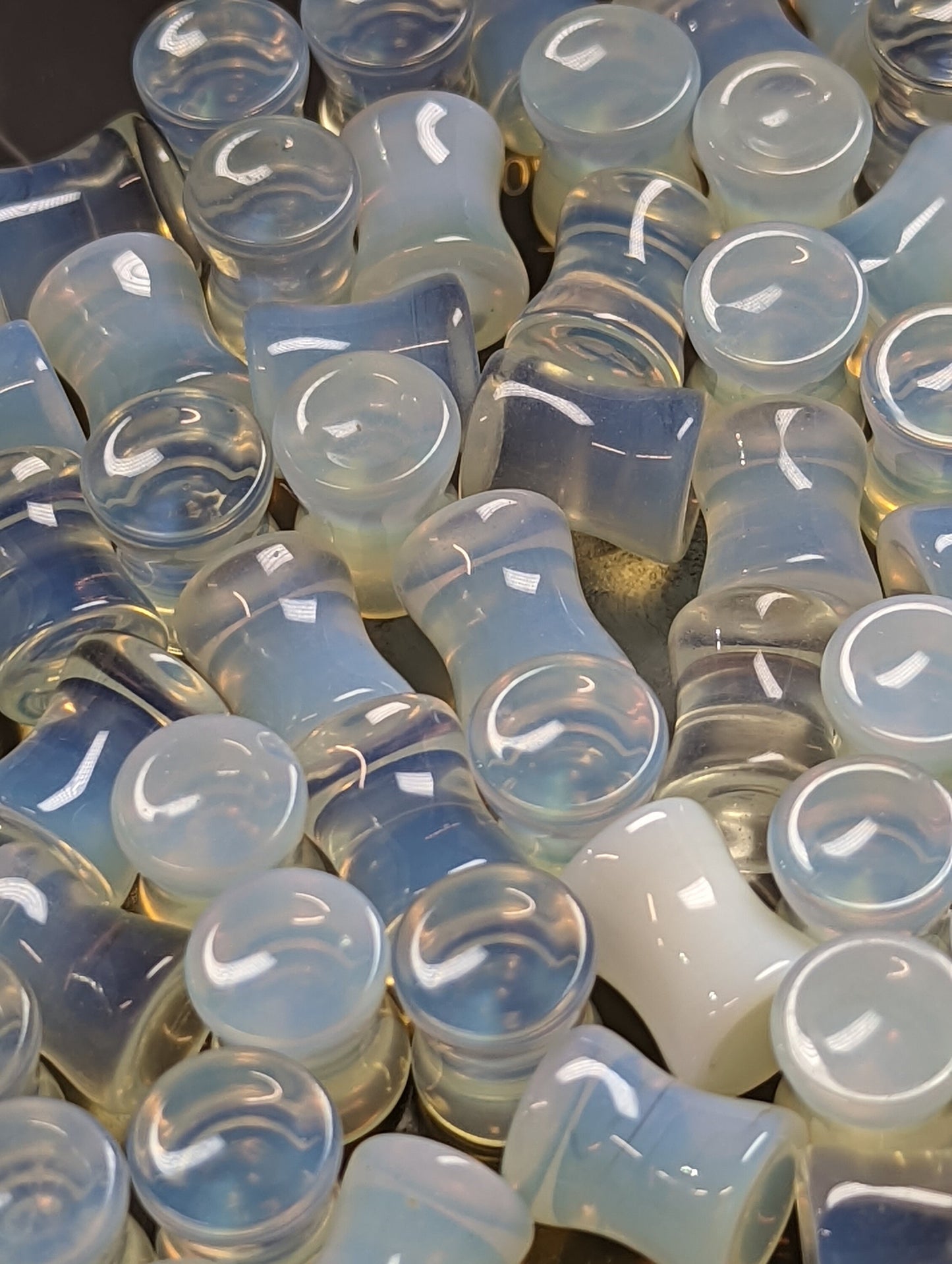 Concave Opalite Glass Plugs