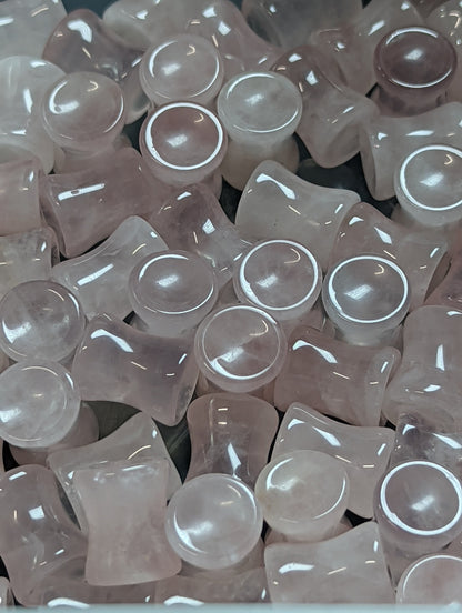 Concave Pink Quartz Stone Plugs