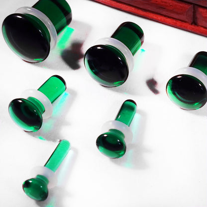 Dark Green Glass Single Flare Plugs