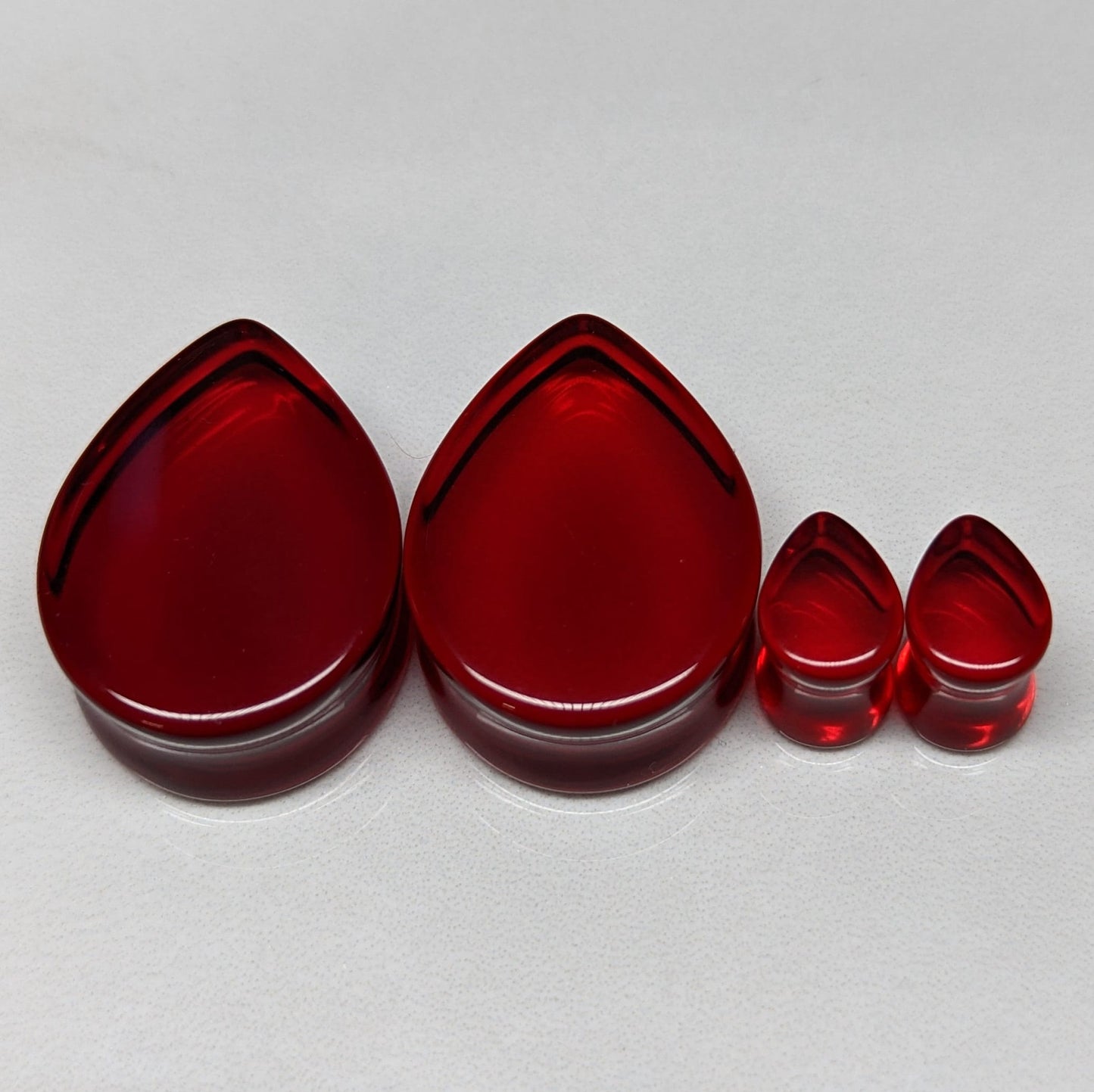 Teardrop Dark Red Glass Plugs