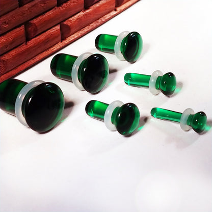 Dark Green Glass Single Flare Plugs