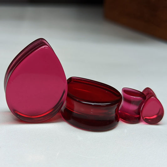 Teardrop Pink Glass Plugs
