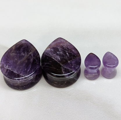Teardrop Amethyst Stone Plugs