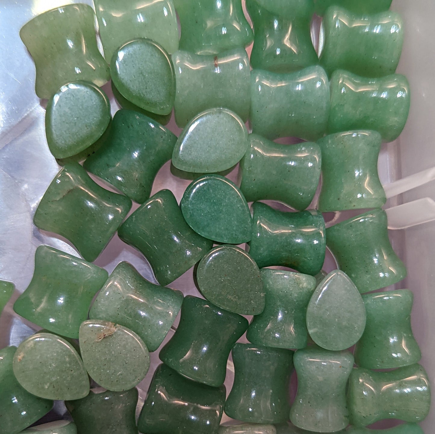Teardrop Green Aventurine Stone Plugs